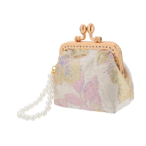 Holibanna Schmuckbeutel Im Chinesischen Stil Mit Perlenverzierung Geldbörse Für Damen Clutch Im Blumenstil Mit Goldenem Randdesign Münzbörse Für Täglichen Gebrauch Und Reisen von Holibanna