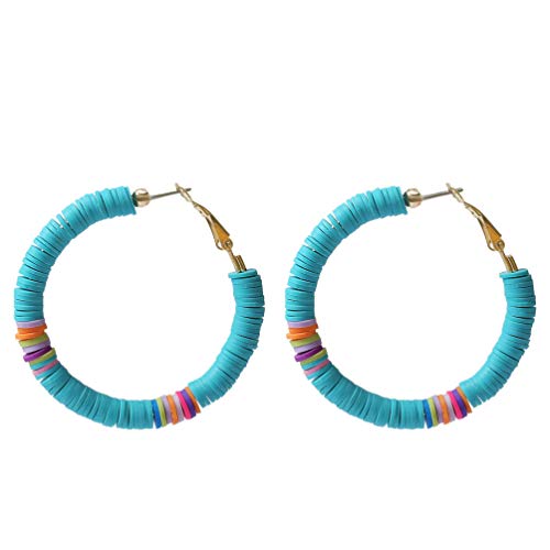 Holibanna Trendige Ohrringe 1 Paar Frauen Ohrringe Böhmischen Perlen Ton Disc Ohr Tropfen für Frauen Mädchen (Blau) Ohrhänger von Holibanna