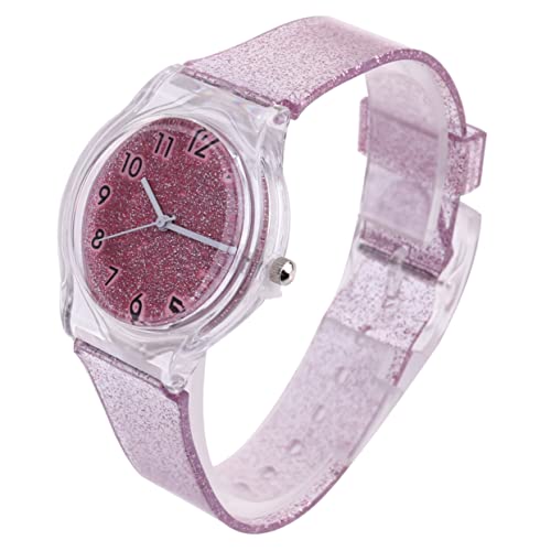 Holibanna Uhrenarmbänder kinderuhren Mädchenuhr Studentenuhr Kürbis Ohrringe Clip-on-Uhr Studentenarmbanduhr Kinderarmbanduhr aus Silikon Glitzer Uhr Blitz Anschauen Lipgloss Gurt Rosa von Holibanna