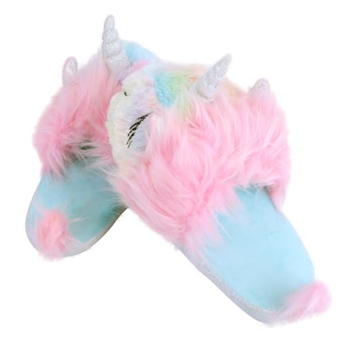 Holibanna Unicorn Hausschuhe Damen Warm Flauschig Baumwolle Rutschfest Skid Sohle Herbst Winter Kuschelige Plüschpantoffeln Rosa von Holibanna