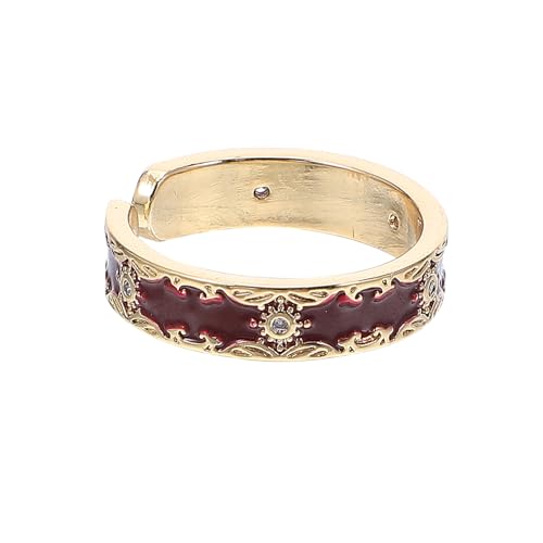 Holibanna Offener Emaille-blumenring Für Damen Im Chinesischen Stil Verstellbar Mit Roter Zirkonia Stapelbarer Fingerring Für Alltag Und Hochzeit von Holibanna