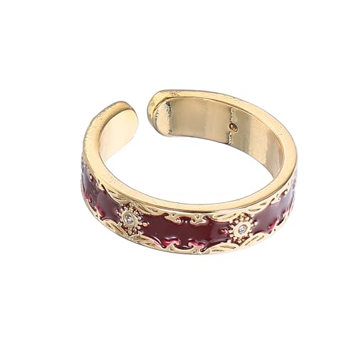 Holibanna Offener Statement-ring Mit Blumenmotiv Für Damen Verstellbar Mit Zirkonia Emaille-schmuck Stapelbar Für Verschiedene Anlässe Orientalisch Inspiriertes Design von Holibanna