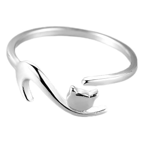 Holibanna Verstellbarer Katzenring für Frauen Offener Tierring Süßer Schmuck für Mädchen Elegantes Design mit Feiner Handwerkskunst von Holibanna