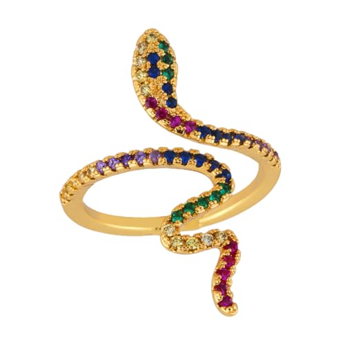 Holibanna Verstellbarer Offener Schlangenring mit Kristallrhinestones Damen und Teenager Modischer Retro Schmuck für Alltag und Party von Holibanna