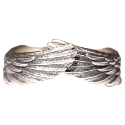 Holibanna Verstellbarer Offener Statement Ring mit Flügelform Modischer Unisex Partner und Freundschaftsring Geeignet für Alltag Hochzeit Geburtstag und Festivals von Holibanna