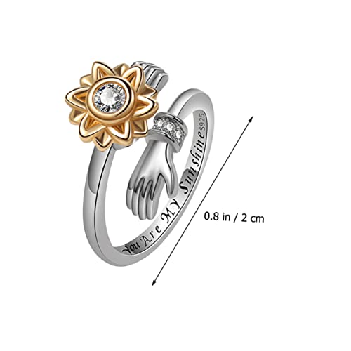 Holibanna Verstellbarer Sonnenblumenring Silber Damen Offener Drehbarer Ring You Are Charmanter Schmuck für Frauen und Mädchen von Holibanna