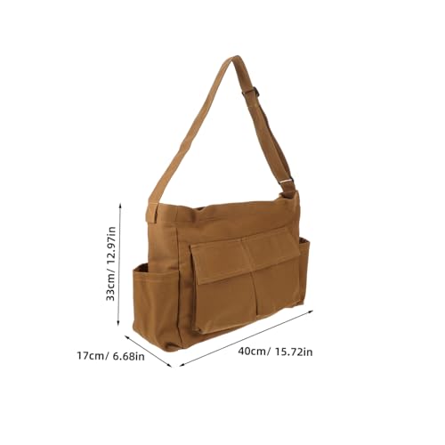 Holibanna Vintage Canvas Umhängetasche Damen Braun Große Kapazität Verstellbarer Schultergurt Robustes Segeltuch Alltagstasche Freizeit Crossbody Tote Tasche von Holibanna
