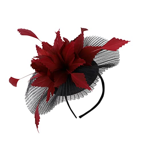 Holibanna Vintage Damen Fascinator Hut Mit Netzschleier Hochzeits-accessoire Für Besondere Anlässe Eleganter Haarreifen Und Weinfarbe Für Partys Und Feiern von Holibanna