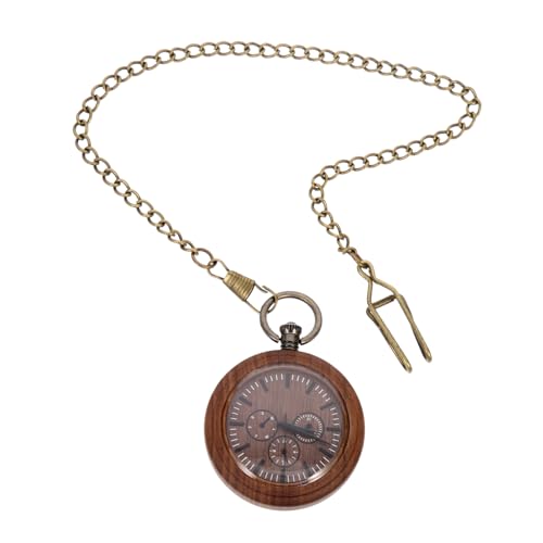 Holibanna Holztaschen Uhr Mit Kette Zum Aufhängen Retro Design Batterie Betrieben Tragbare Dekorative Uhr Für Herren von Holibanna