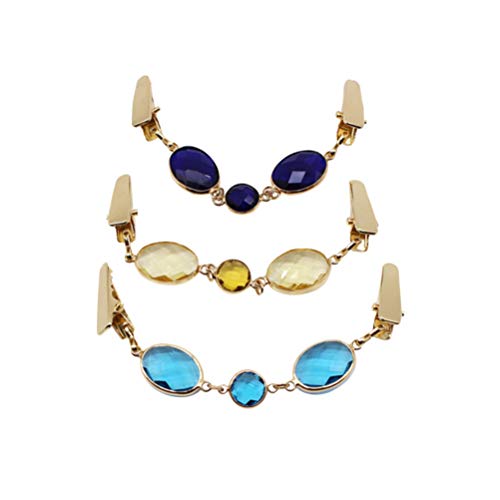 Holibanna Vintage Pullover 3 Stücke Pullover Clips für Cardigan Clip Ketten Silber Pullover Schal Clips Vintage Retro Pullover Clips Kleider Schal Pearl Clips (Gelb Blau Corsagenkleid von Holibanna