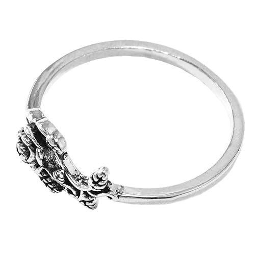 Holibanna Vintage Silberring Damen mit Filigraner Rosenverzierung Zarter Hochzeitsschmuck Eleganter Verlobungsring im Retro Stil für Besondere Anlässe von Holibanna