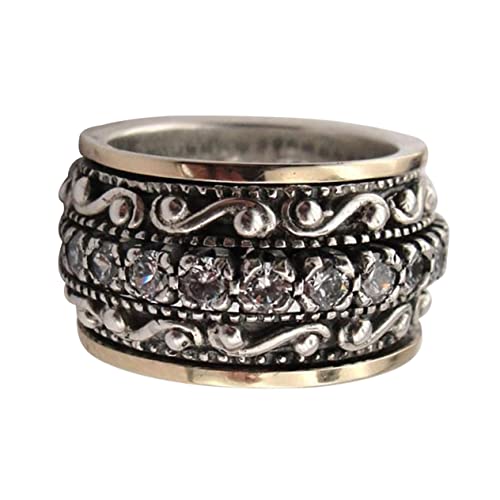 Holibanna Vintage Verzierter Ring für Damen Retro Joint Ring mit Rhinestone Design für Hochzeiten Partys zu Besonderen Anlässen Zweifarbige Ausführung von Holibanna