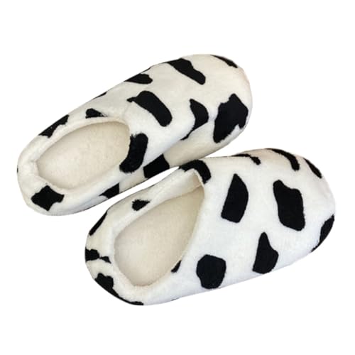 Holibanna Warme Kuhmuster Hausschuhe Flauschig Weiche Schlafzimmerpantoffeln Für Damen Herren Kuschelige Indoor Slipper Rutschfest Bequem Für Zuhause Und Studenten von Holibanna