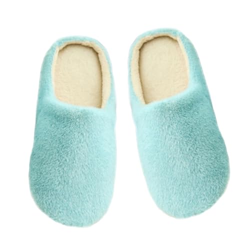 Holibanna Weiche Warme Hausschuhe mit Plüschfutter Rutschfeste Flexible Pantoffeln für Herren und Damen Blau für Winter und Indoor Nutzung Geräuschlos und Ultraleicht von Holibanna