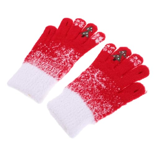 Holibanna Weihnachts-Winter-Touchscreen-Handschuhe Schneeflocken-Baum-Druck-Fäustlinge Warme Gestrickte Winterhandschuhe Weihnachtsstrumpffüller Für Frauen von Holibanna