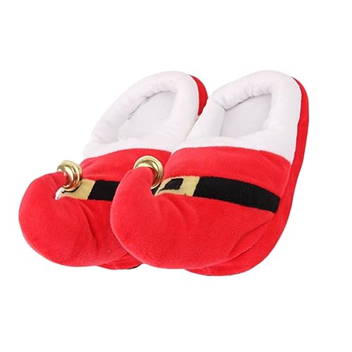 Holibanna Weihnachtselfen Hausschuhe Weiche Warme Hausschuhe Weihnachten Niedlich Plüsch Santa Indoor Gemütliche Weiche Fleece Plüsch Strümpfe Rote Größe von Holibanna