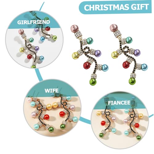 Holibanna Weihnachtsohrringe Damen Bunte Perlen Strass Ohrhänger Festlicher Schmuck für Weihnachtsfeier von Holibanna