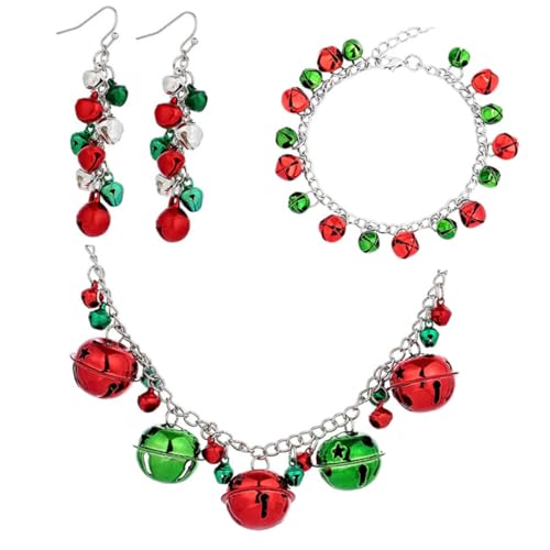 Holibanna Weihnachtsschmuck Set Bunt Glocken Ohrringe Halskette Armband Damen Festlich Modisch Passend Weihnachtsfeier Geschenkidee von Holibanna