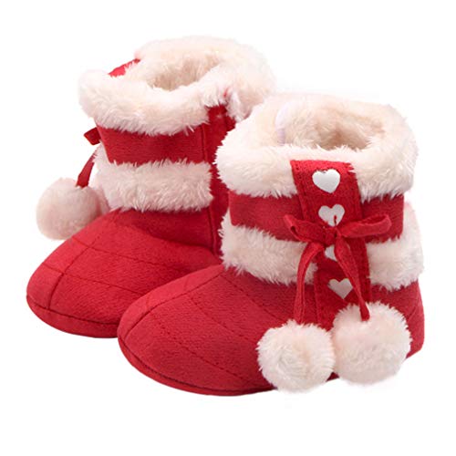 Holibanna 1 Paar Weihnachtsbaby-Kleinkindschuhe Baby Winterschuhe Weihnachtsschuhe für Mädchen lauflernhilfe Baby Schuhe Neugeborene Prewalker Kleinkinder Winterschuhe Krawatte Plüschschuhe von Holibanna