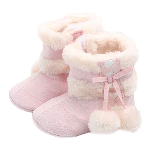 Holibanna Schuhe Weihnachtsschneestiefel Weihnachtsschuhe für Baby Pelziges Futter Stiefeletten Weiche Sohle Anti-Rutsch-Schneeschuhe Bowknot Verstellbarer Haken Slip-On Winterschuhe von Holibanna