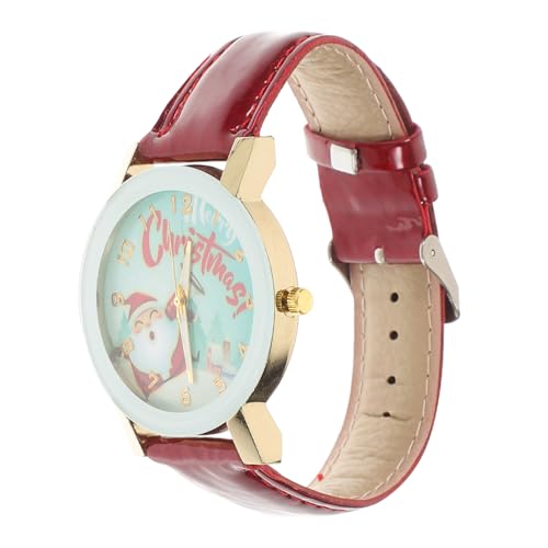 Holibanna Weihnachtsuhr mit Santa Claus Muster und Strasssteinen Lebensmittelechte Lederarmbanduhr Leicht und Komfortabel für Feiertage und Besondere Anlässe für Freunde und Familie von Holibanna