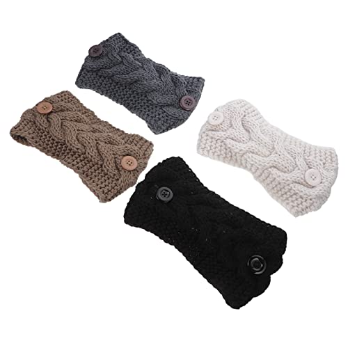 Holibanna 4stücke Teiliges Wollstirnbänder Mit Schleife Und Knopf Warme Ohrwärmer Für Damen Haaraccessoires Für Winterpartys Für Verschiedene Outfits von Holibanna