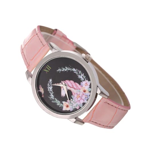 Holibanna achte auf Mädchen Business-Uhr Uhrenarmbänder aus Leder für Damen Frauen analoge Quarzuhr betrachten Damenuhr Uhr mit Lederarmband Quartz Uhr Anschauen Quarzuhren Gurt Student Rosa von Holibanna