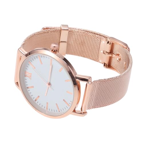 Holibanna Mesh-gürteluhr Quarzuhr Für Damen Herren Legierungs-mesh-Armbanduhr Klassische Armbanduhr Roségold von Holibanna