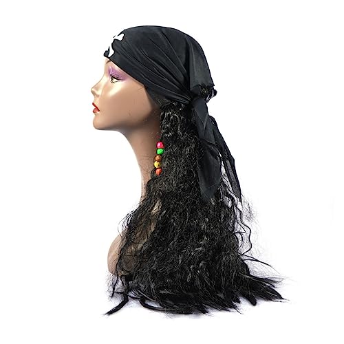 Holibanna perücken Toupet für Frauen schwarzes kostüm Piratenhaar Halloween-Haarperücke Maskerade Karnevalsperücke Cosplay Peluka Halloween-Requisiten Karnevalskostüm Kleidung Partybedarf von Holibanna