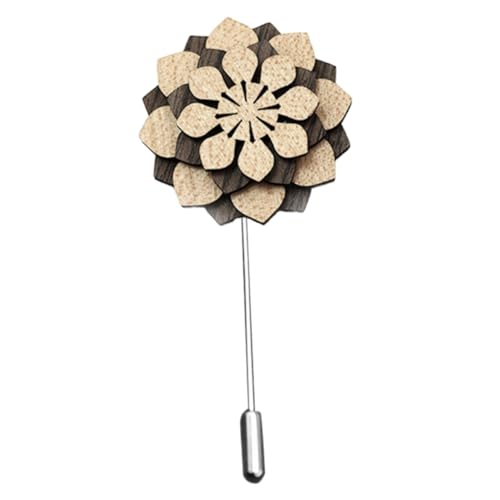 Holz Anstecknadel für Herren Dekorative Brosche Boutonniere Pin Holz für Anzüge Stilvolles Accessoire für Hochzeiten Feiern von Holibanna