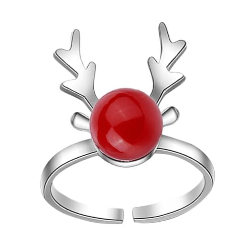 1Stück Antler Finger Ring für Damen Eleganter Weihnachtsring mit Perle Dekorationsring für Besondere Anlässe Perfektes Weihnachtsgeschenk für Frauen und Mädchen von Holibanna