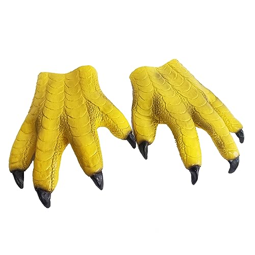 Holiberty Lustige Wolf Pfote Handschuhe Gruselige Monster Skelett Halloween Kostüm Handschuh Party Cosplay Requisiten Gruselig Dämon Teufel Hexe Hand Handschuhe, Gelb, Vogelkrallen, Einheitsgröße von Holiberty