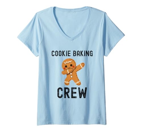 Damen Cookie Baking Crew Lebkuchen Matching Holiday Baking T-Shirt mit V-Ausschnitt Damen Cookie Baking Crew Lebkuchen Matching Holiday Baking T-Shirt mit V-Ausschnitt von Holiday Baking Crew Apparel Co.