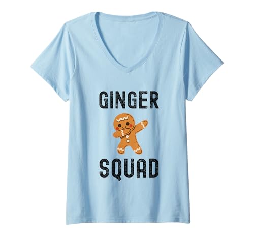 Damen Ginger Squad Lebkuchen passende Urlaubsbacken T-Shirt mit V-Ausschnitt Damen Ginger Squad Lebkuchen passende Urlaubsbacken T-Shirt mit V-Ausschnitt von Holiday Baking Crew Apparel Co.