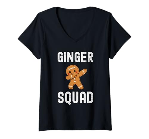 Damen Ginger Squad Lebkuchen passender Urlaub Backen Humor T-Shirt mit V-Ausschnitt Damen Ginger Squad Lebkuchen passender Urlaub Backen Humor T-Shirt mit V-Ausschnitt von Holiday Baking Crew Apparel Co.