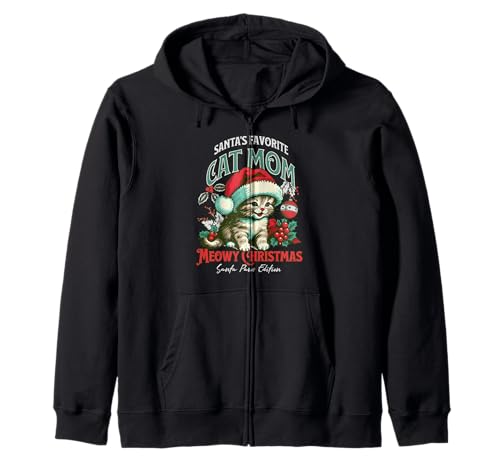 Santas Lieblingskatze Mama Meowy Christmas Lustiger Katzenliebhaber Kapuzenjacke Santas Lieblingskatze Mama Meowy Christmas Lustiger Katzenliebhaber Kapuzenjacke von Holiday Cat Mom Santa Kitten Lover Funny Quote