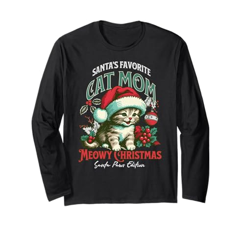 Santas Lieblingskatze Mama Meowy Christmas Lustiger Katzenliebhaber Langarmshirt Santas Lieblingskatze Mama Meowy Christmas Lustiger Katzenliebhaber Langarmshirt von Holiday Cat Mom Santa Kitten Lover Funny Quote