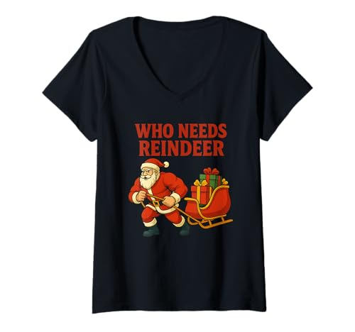 Damen Who Needs Rentier - Swole Fit Gym Santa Christmas Workout T-Shirt mit V-Ausschnitt Damen Who Needs Rentier - Swole Fit Gym Santa Christmas Workout T-Shirt mit V-Ausschnitt von Holiday Muscle Apparel Co.
