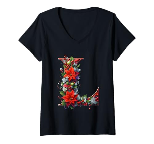 Damen L Weihnachtsbuchstabe Urlaub Weihnachtsstern Freude T-Shirt mit V-Ausschnitt Damen L Weihnachtsbuchstabe Urlaub Weihnachtsstern Freude T-Shirt mit V-Ausschnitt von Holiday Numbers & Letters Click Here for More...