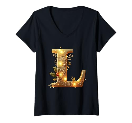 Damen L beleuchtete Weihnachtsdekoration T-Shirt mit V-Ausschnitt Damen L beleuchtete Weihnachtsdekoration T-Shirt mit V-Ausschnitt von Holiday Numbers & Letters Click Here for More...