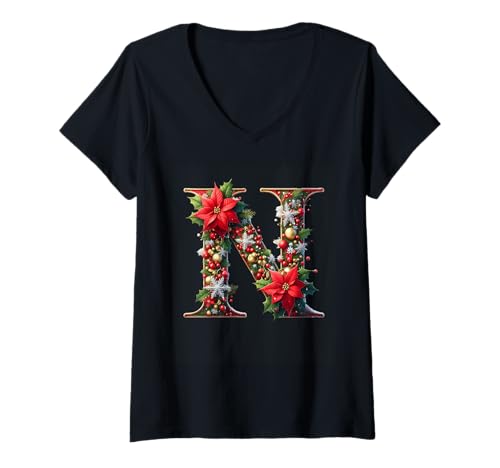 Damen Weihnachtsbuchstabe N Weihnachtsstern Freude T-Shirt mit V-Ausschnitt Damen Weihnachtsbuchstabe N Weihnachtsstern Freude T-Shirt mit V-Ausschnitt von Holiday Numbers & Letters Click Here for More...