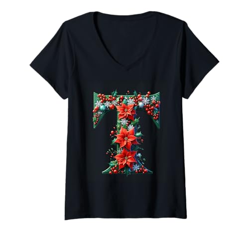 Damen Weihnachtsbuchstabe T Weihnachtsstern-Design T-Shirt mit V-Ausschnitt Damen Weihnachtsbuchstabe T Weihnachtsstern-Design T-Shirt mit V-Ausschnitt von Holiday Numbers & Letters Click Here for More...