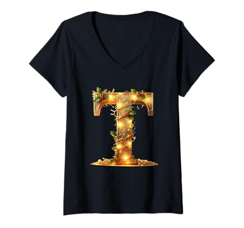 Damen Weihnachtsbuchstabe T saisonales Design T-Shirt mit V-Ausschnitt Damen Weihnachtsbuchstabe T saisonales Design T-Shirt mit V-Ausschnitt von Holiday Numbers & Letters Click Here for More...