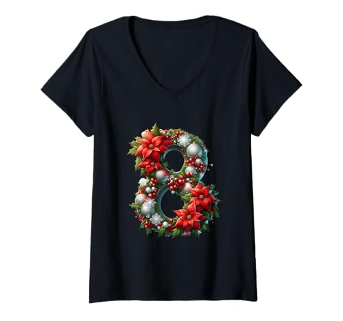 Damen Weihnachtskränze Weihnachtsstern Nummer 8 T-Shirt mit V-Ausschnitt Damen Weihnachtskränze Weihnachtsstern Nummer 8 T-Shirt mit V-Ausschnitt von Holiday Numbers & Letters Click Here for More...