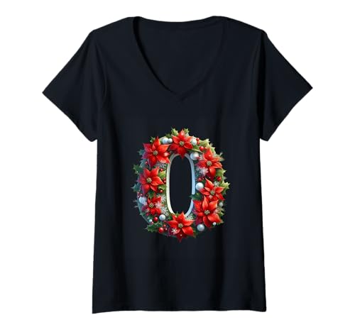 Damen Weihnachtsstern Weihnachtskranz Dekoration T-Shirt mit V-Ausschnitt Damen Weihnachtsstern Weihnachtskranz Dekoration T-Shirt mit V-Ausschnitt von Holiday Numbers & Letters Click Here for More...