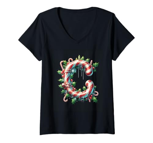 Damen Zuckerstange Joyful Holiday Spirit C T-Shirt mit V-Ausschnitt Damen Zuckerstange Joyful Holiday Spirit C T-Shirt mit V-Ausschnitt von Holiday Numbers & Letters Click Here for More...