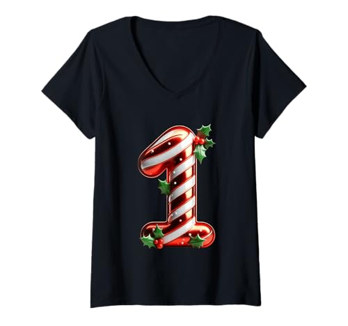 Damen Zuckerstange Nummer eins T-Shirt mit V-Ausschnitt Damen Zuckerstange Nummer eins T-Shirt mit V-Ausschnitt von Holiday Numbers & Letters Click Here for More...