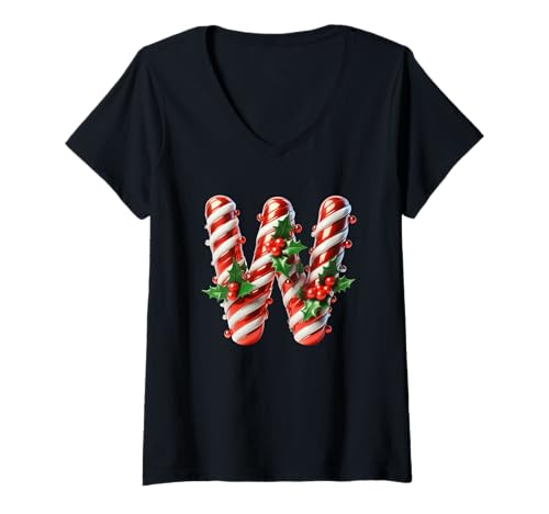 Damen Zuckerstange Weihnachten W T-Shirt mit V-Ausschnitt Damen Zuckerstange Weihnachten W T-Shirt mit V-Ausschnitt von Holiday Numbers & Letters Click Here for More...