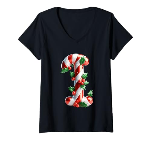Damen Zuckerstange mit Aufschrift Christmas Cheer T-Shirt mit V-Ausschnitt Damen Zuckerstange mit Aufschrift Christmas Cheer T-Shirt mit V-Ausschnitt von Holiday Numbers & Letters Click Here for More...