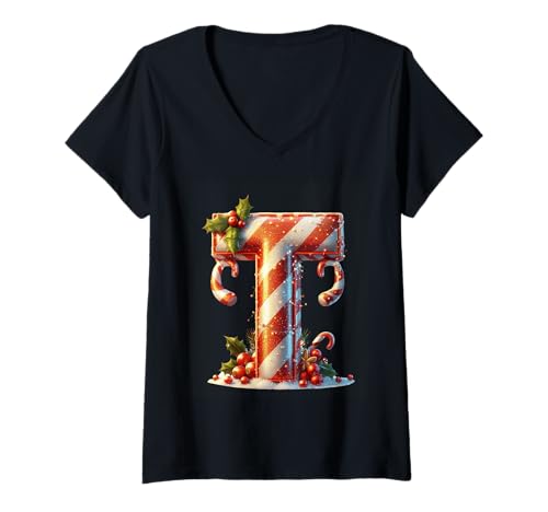 Damen Zuckerstange mit Aufschrift Merry Christmas T-Shirt mit V-Ausschnitt Damen Zuckerstange mit Aufschrift Merry Christmas T-Shirt mit V-Ausschnitt von Holiday Numbers & Letters Click Here for More...
